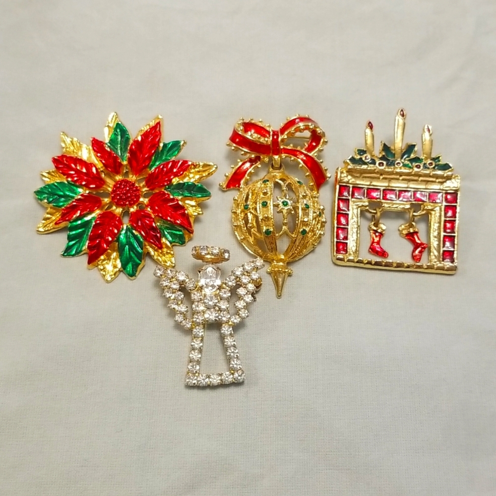 Vintage Christmas holiday pins brooches